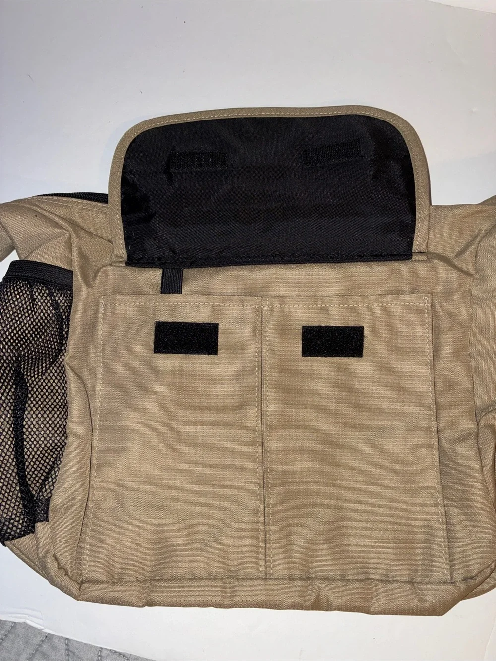 L.L. Bean Tan Nylon Crossbody Messenger Bag with Black Strap